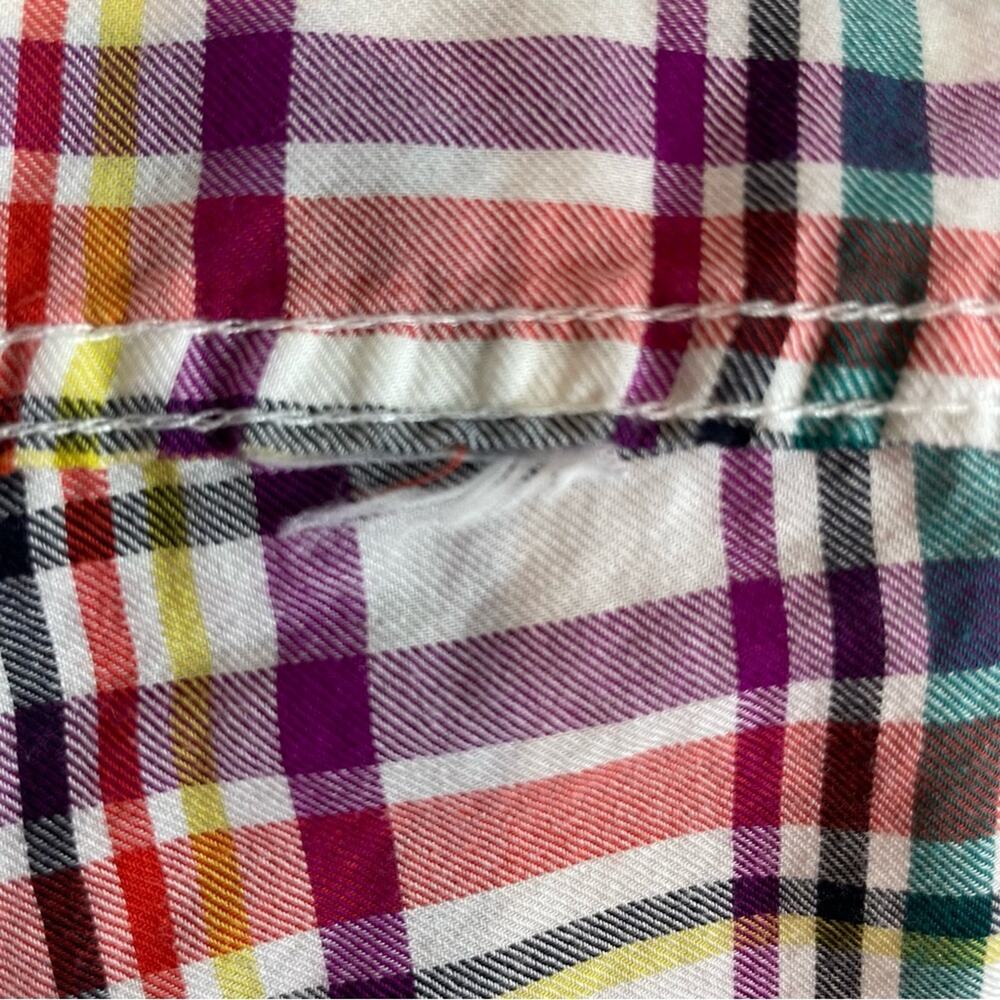 Talbots Multicolor Plaid Button Down Top 3x - image 7